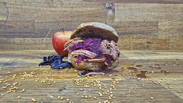 Wildschwein Sandwich von Pannek seine Budike Catering